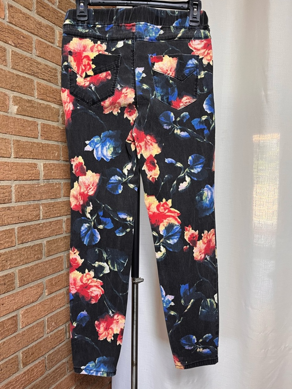 Buffalo David Bitton Dark Floral Print Pull-On Jeggings Slim Stretch L